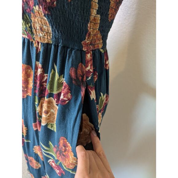 Xhileration Smocked Off The Shoulder Floral Green Maxi Dress Women S Bloomcore - Picture 6 of 12